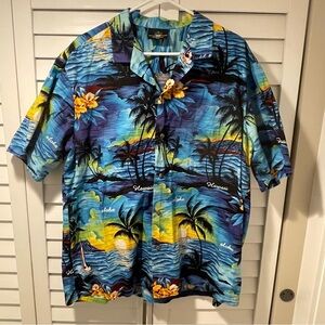 Royal Creations Hawaiian Aloha Shirt XXL Sunset Palm Print